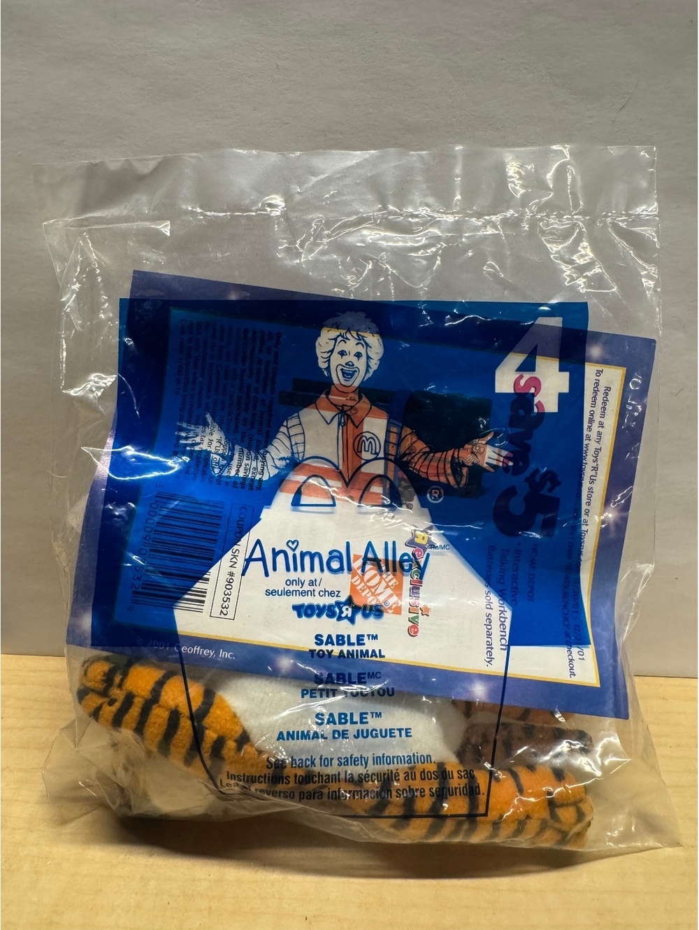 2001 McDonald's Animal Alley Toys R Us Toy #4 Sable NIB